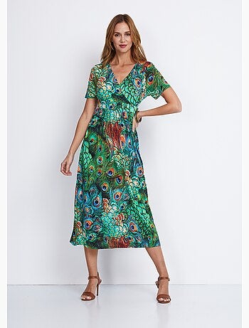 Robe longue décolleté effet cache-coeur - Afibel