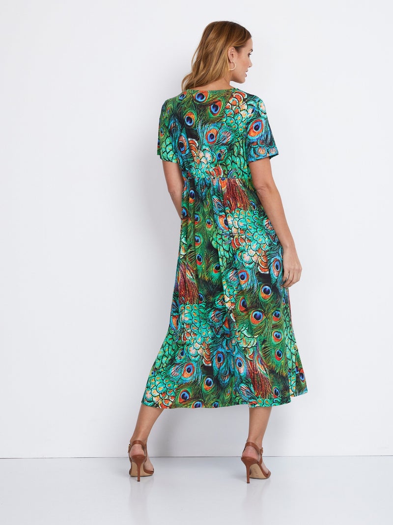 Robe longue décolleté effet cache-coeur - Afibel Vert - Kiabi