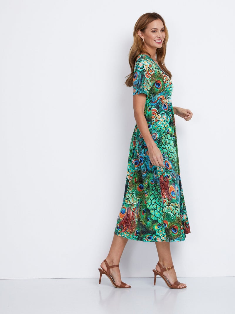 Robe longue décolleté effet cache-coeur - Afibel Vert - Kiabi