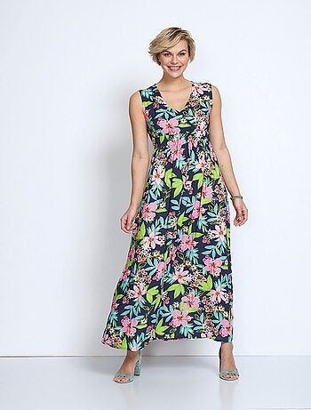 Robe longue décolleté effet cache-coeur