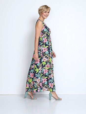 Robe longue décolleté effet cache-coeur