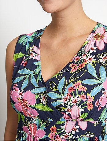 Robe longue décolleté effet cache-coeur