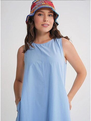 Robe longue décontractée avec fermeture à boutons et poches mixray
