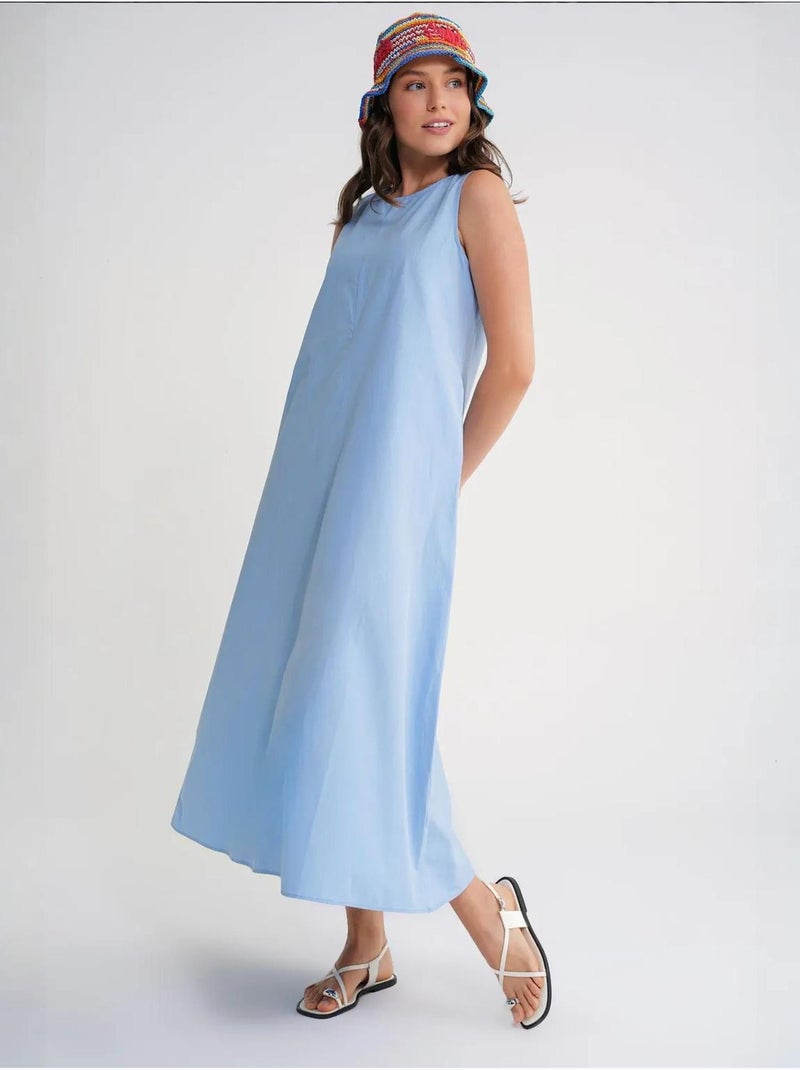 Robe longue décontractée avec fermeture à boutons et poches mixray Bleu ciel - Kiabi