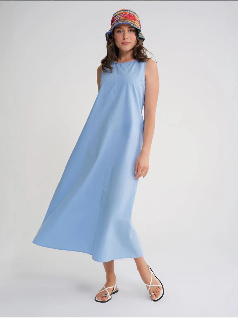 Robe longue décontractée avec fermeture à boutons et poches mixray Bleu ciel - Kiabi