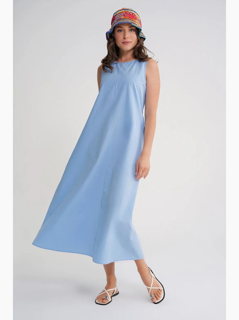 Robe longue décontractée avec fermeture à boutons et poches mixray Bleu clair - Kiabi
