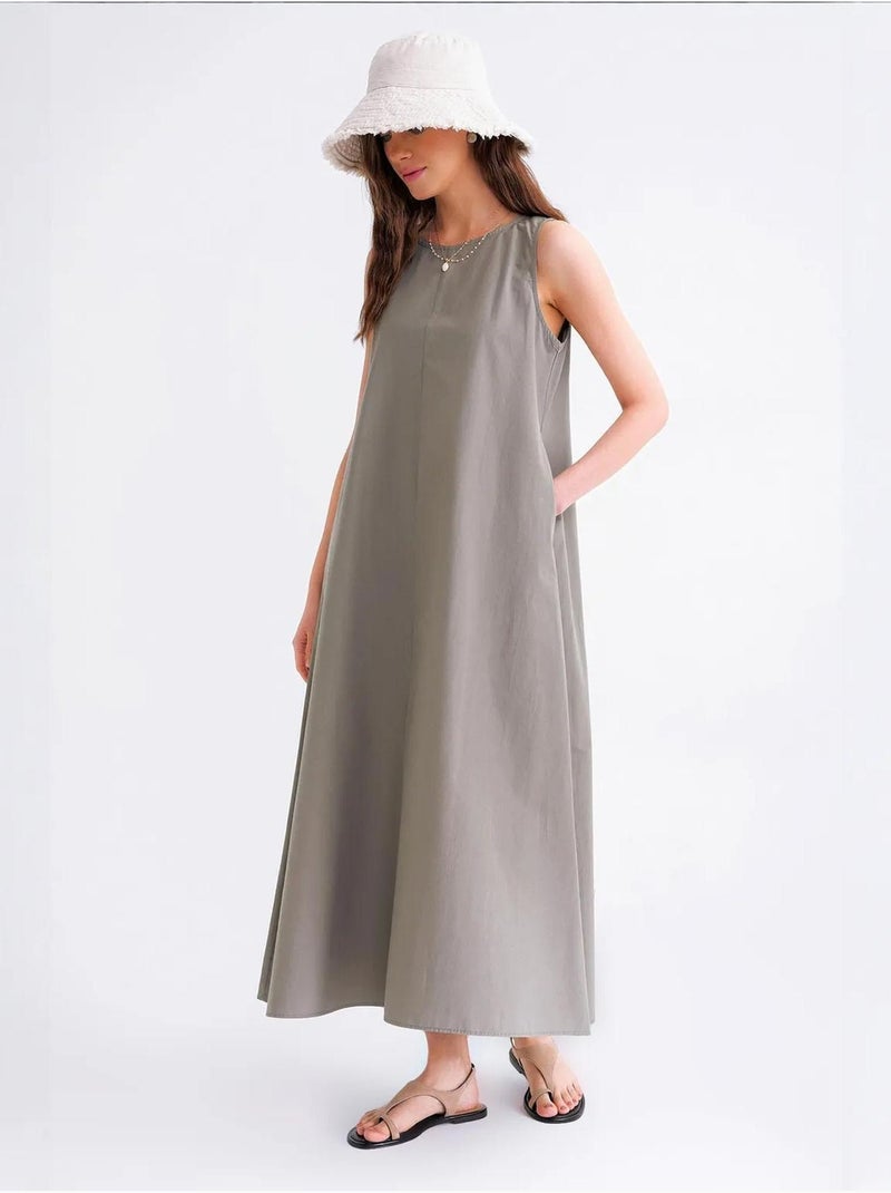 Robe longue décontractée avec fermeture à boutons et poches mixray Kaki - Kiabi