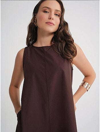 Robe longue décontractée avec fermeture à boutons et poches mixray