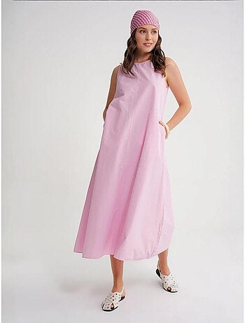 Robe longue décontractée avec fermeture à boutons et poches mixray