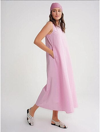 Robe longue décontractée avec fermeture à boutons et poches mixray