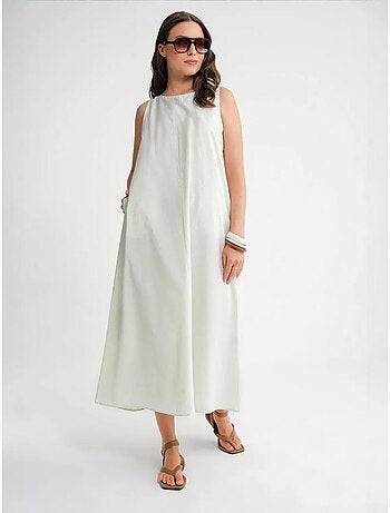 Robe longue décontractée avec fermeture à boutons et poches mixray