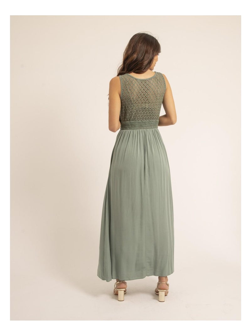 Robe longue dentelle IPALENE Kaki - Kiabi