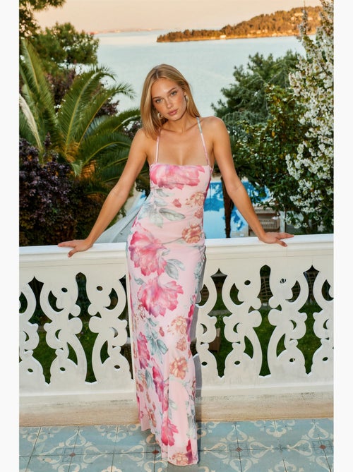 Robe longue dos nu à fleurs hiccup - Kiabi