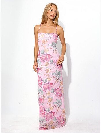 Robe longue dos nu à fleurs