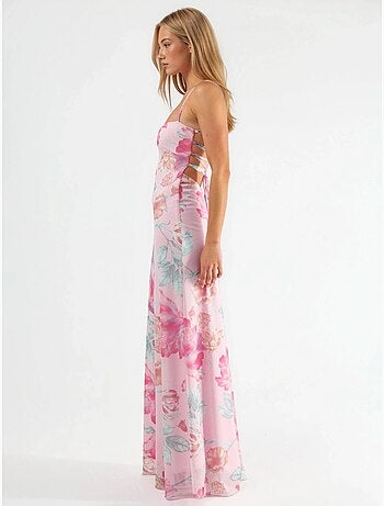 Robe longue dos nu à fleurs