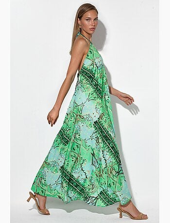 Robe longue dos nu à imprimé ethnique hiccup