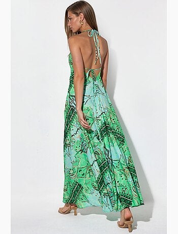 Robe longue dos nu à imprimé ethnique hiccup