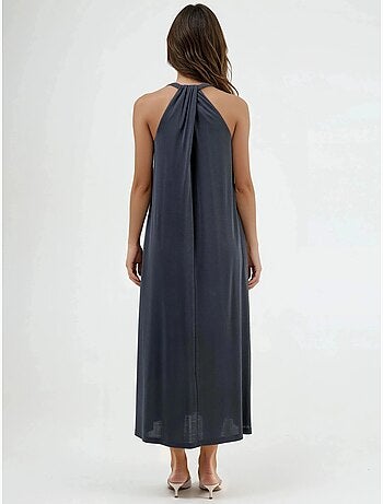 Robe longue drapée à col en v busem