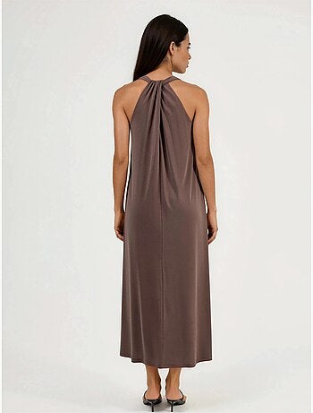 Robe longue drapée à col en v busem