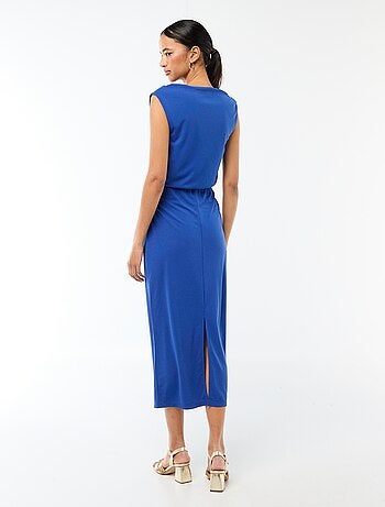 Robe longue drapée avec col bénitier