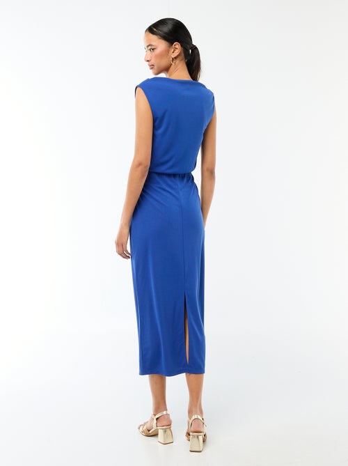 Robe longue drapée avec col bénitier - Kiabi