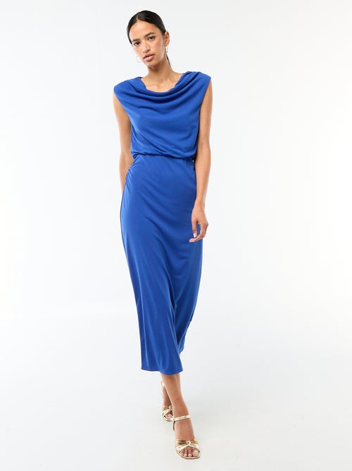 Robe longue drapée avec col bénitier - Kiabi