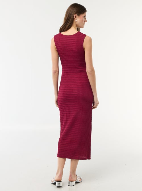 Robe longue drapée et gaufrée - Kiabi