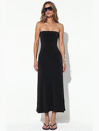 Robe longue droite sans bretelles avec fente busem