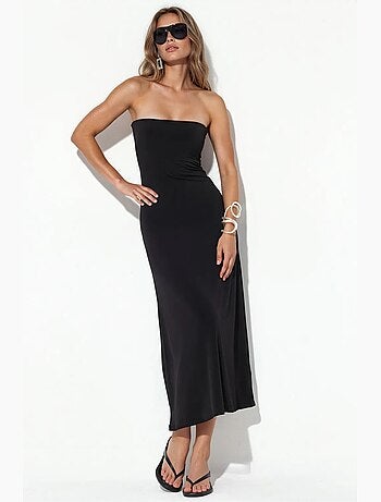 Robe longue droite sans bretelles avec fente busem
