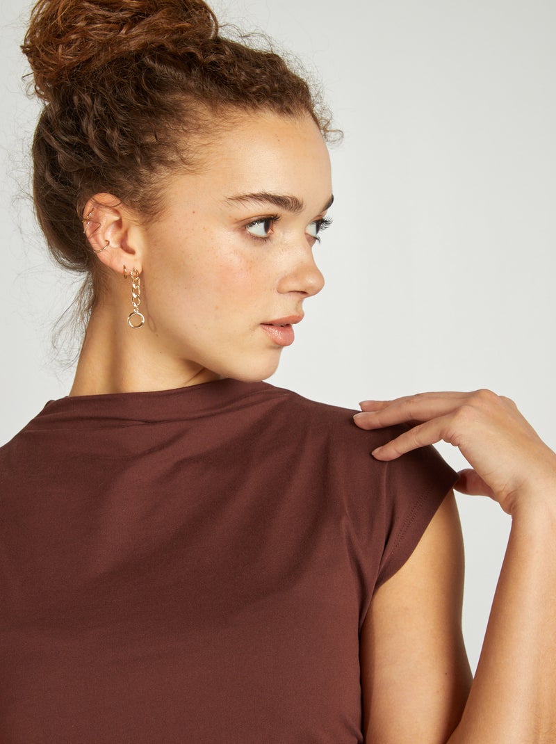 Robe longue effet drapé MARRON - Kiabi