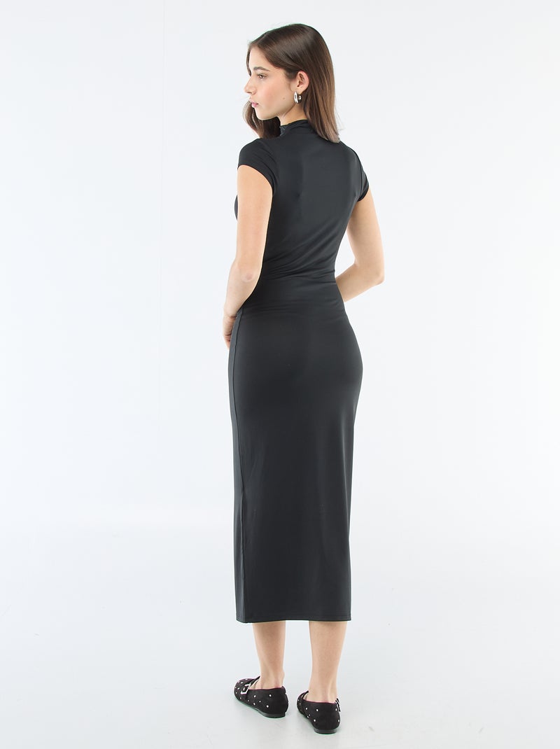 Robe longue effet peau de pêche Noir - Kiabi