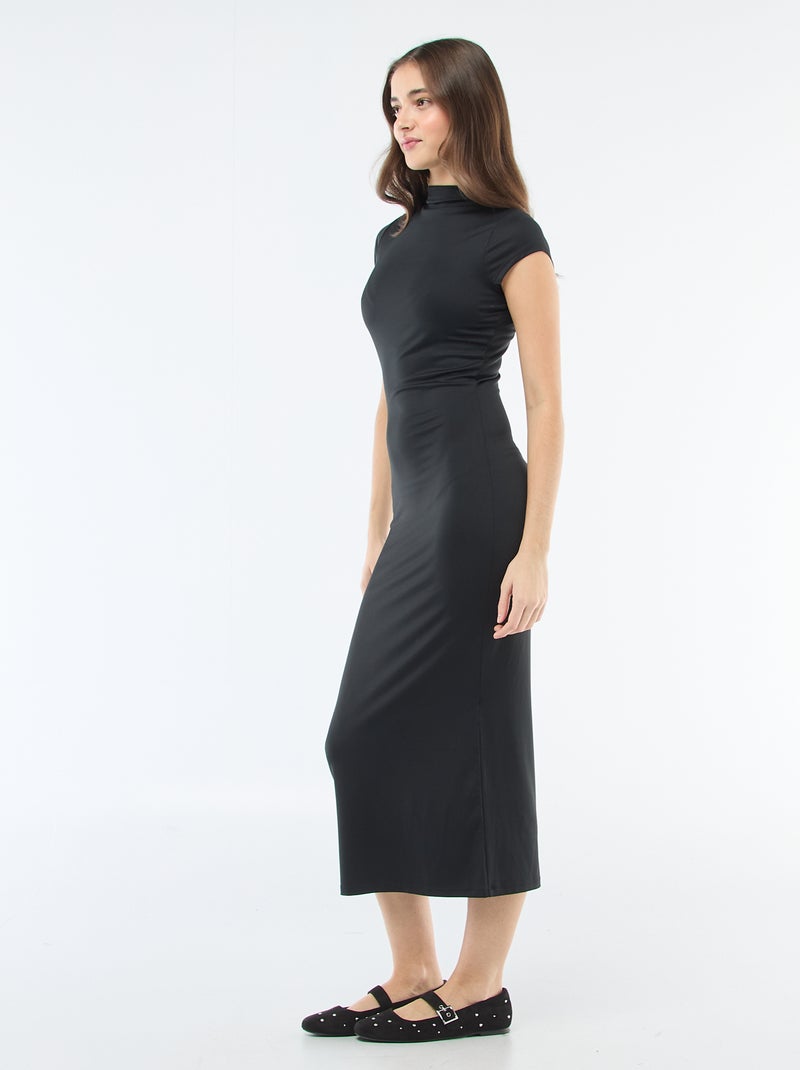 Robe longue effet peau de pêche Noir - Kiabi