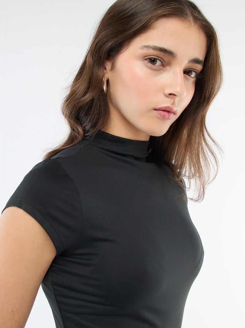 Robe longue effet peau de pêche Noir - Kiabi