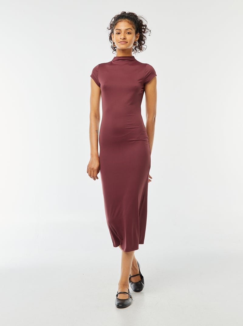 Robe longue effet peau pêche Bordeaux - Kiabi