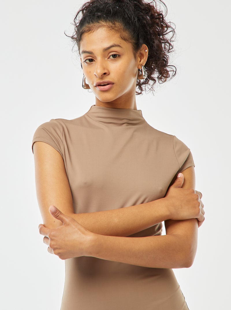 Robe longue effet peau pêche Gris - Kiabi