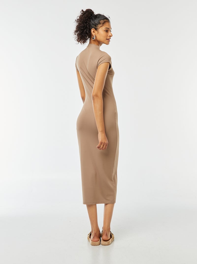 Robe longue effet peau pêche Gris - Kiabi