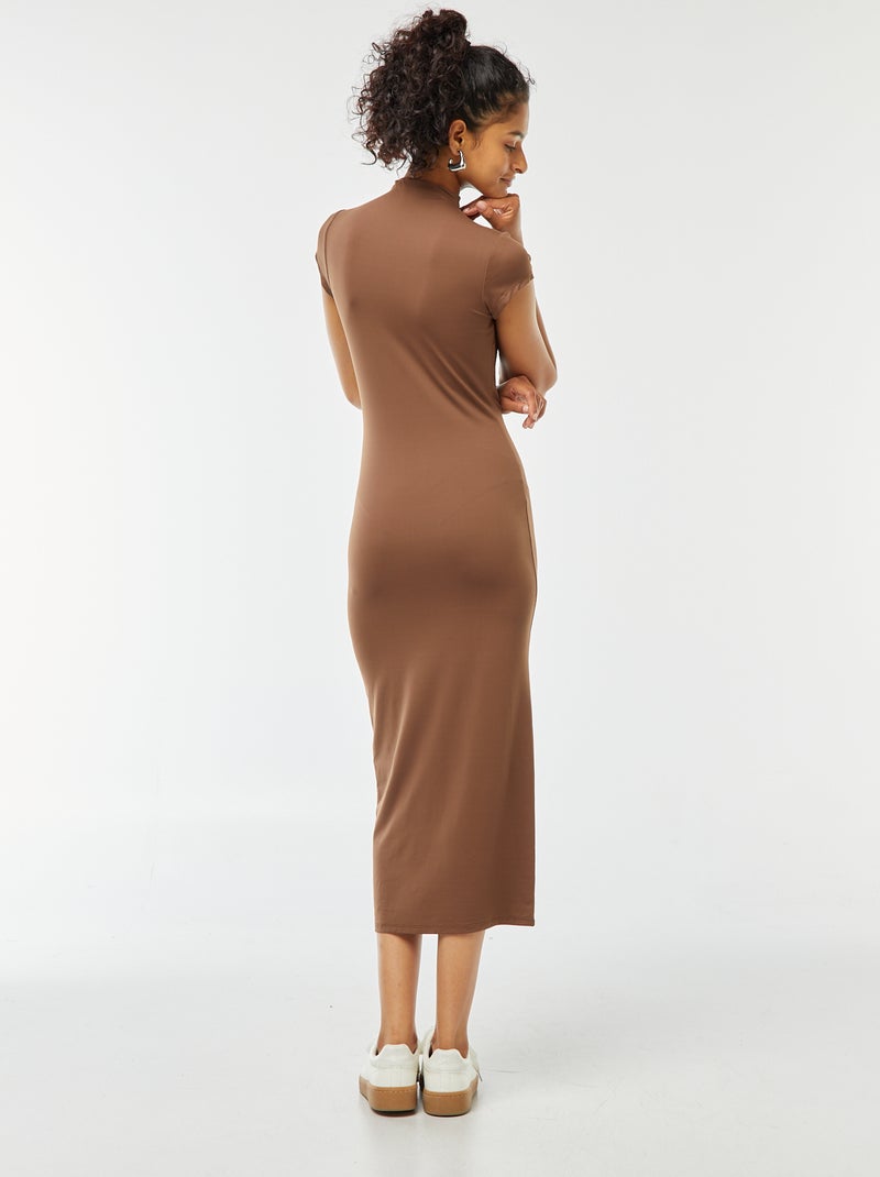 Robe longue effet peau pêche Marron - Kiabi