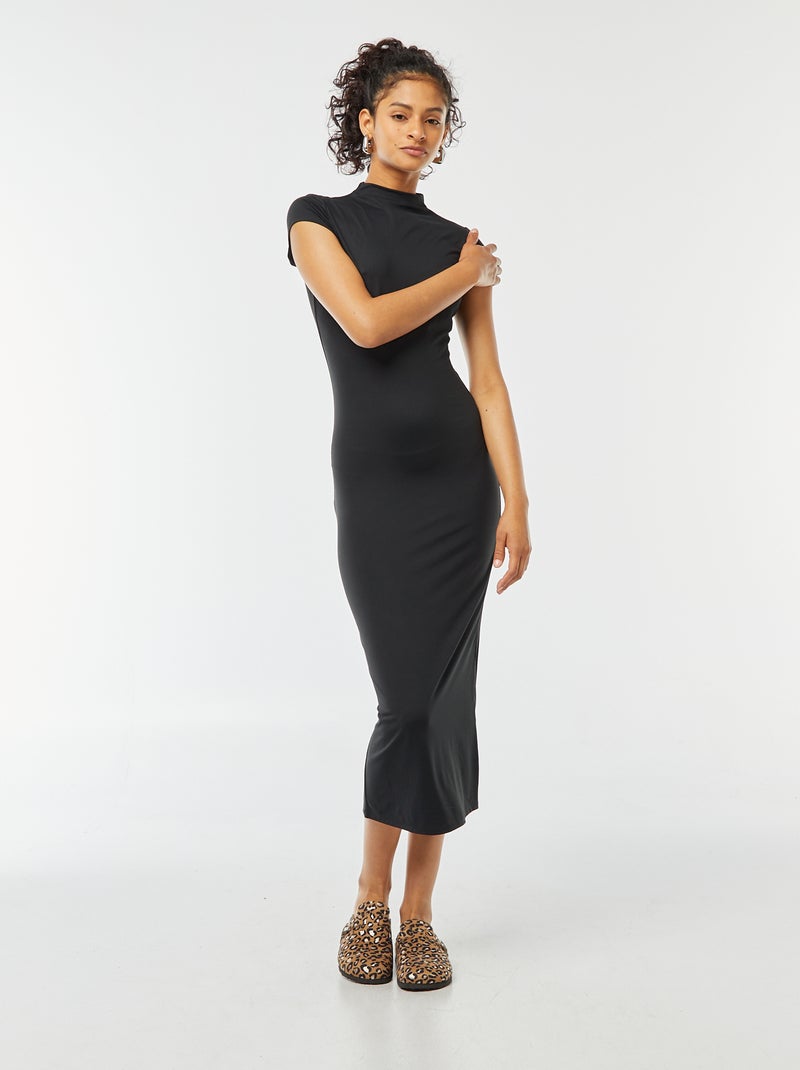 Robe longue effet peau pêche Noir Ado fille Kiabi