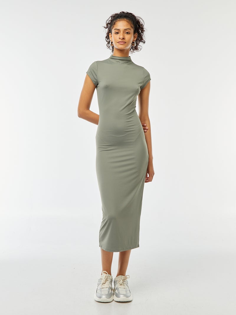 Robe longue effet peau pêche Vert - Kiabi