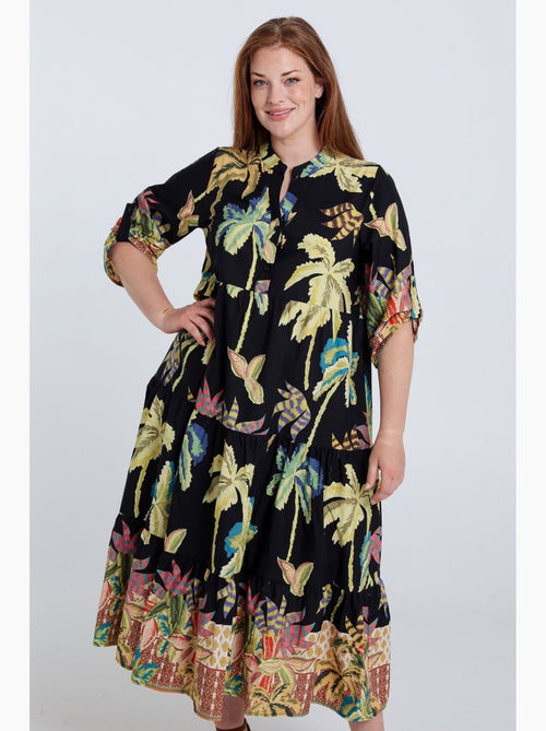 Robe longue en coton imprimé palmier PAPRIKA - Kiabi