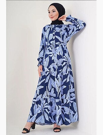 Robe longue en crêpe de viscose à fleurs bdart