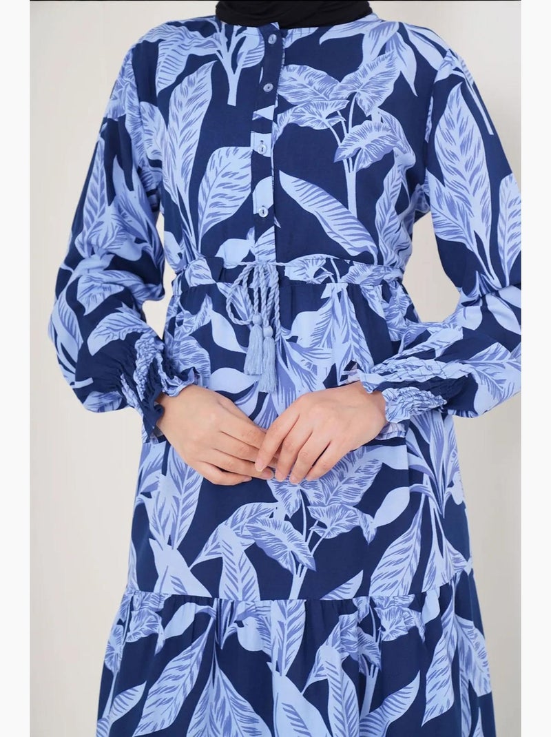 Robe longue en crêpe de viscose à fleurs bdart Bleu foncé - Kiabi