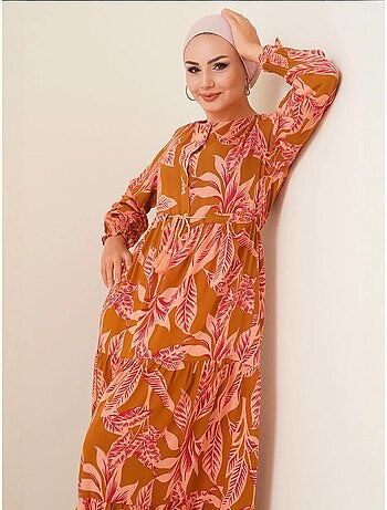 Robe longue en crêpe de viscose à fleurs bdart