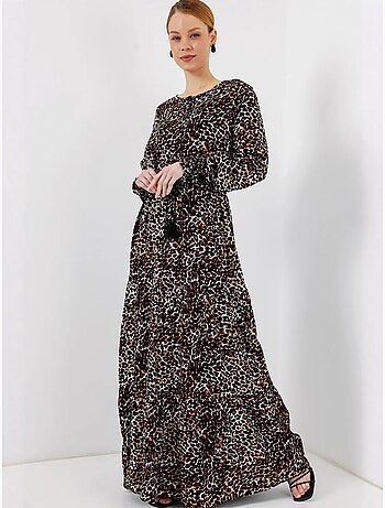 Robe longue en crêpe de viscose à fleurs bdart