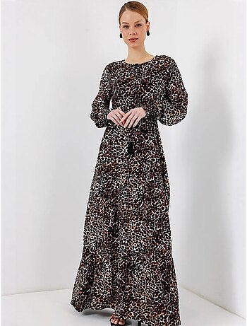 Robe longue en crêpe de viscose à fleurs bdart
