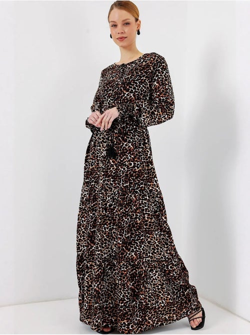 Robe longue en crêpe de viscose à fleurs bdart - Kiabi