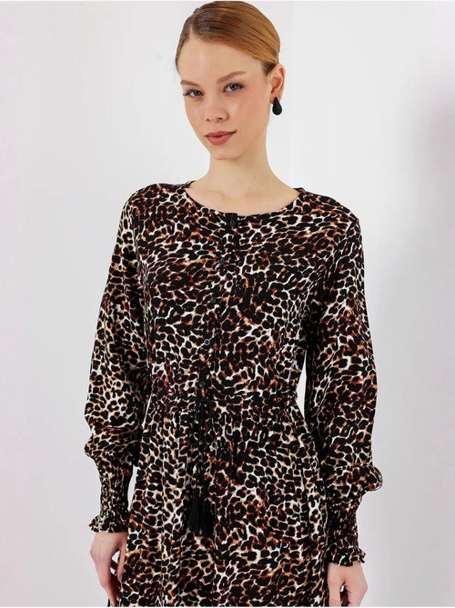 Robe longue en crêpe de viscose à fleurs bdart - Kiabi