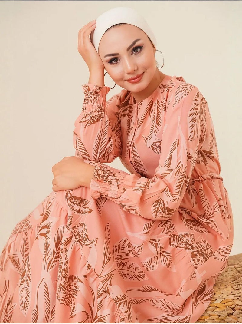 Robe longue en crêpe de viscose à fleurs bdart Rose pâle - Kiabi