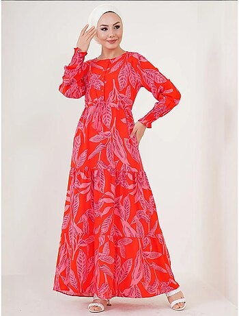 Robe longue en crêpe de viscose à fleurs bdart