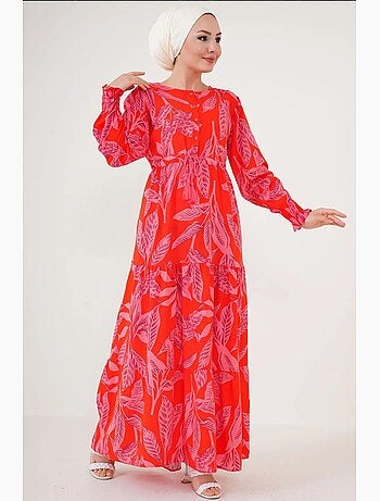 Robe longue en crêpe de viscose à fleurs bdart